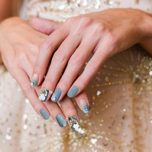 Daisy Blue Big Stone Nail Tip Sticker