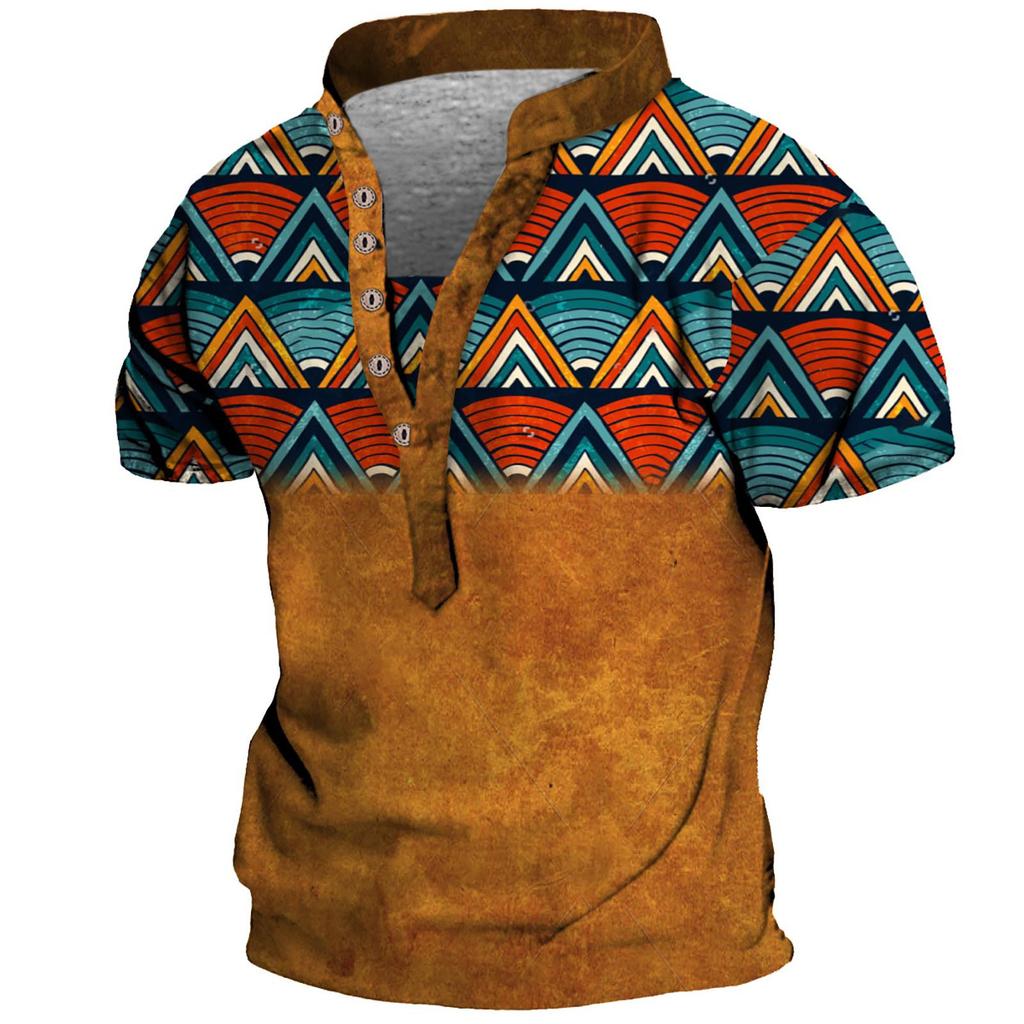 Europeiske og amerikanske vintage topper for menn digitalt trykk med korte ermer