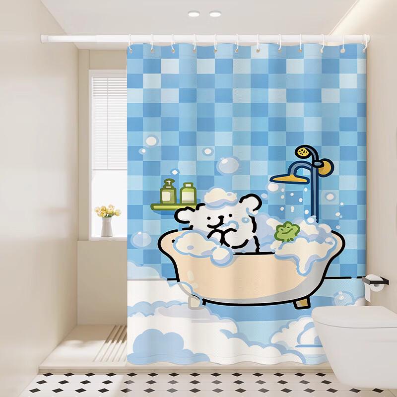 

Cute Cartoon Line Dog Shower Curtain