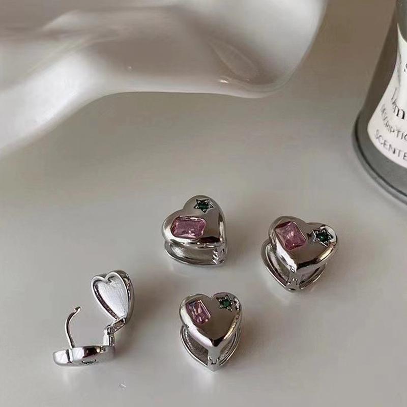 Trendy Design Zircon Star Heart Stud Earrings For Women Girl  Korean Style Double Sided Earrings Spring Summer Jewelry