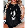 Unisex Gotische Totenkopf Skelett Hand Rock On Aufdruck Rundhals T-Shirt Lässiges Kurzarm Streetwear Tops punk Konzert Outfit
