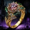 Vintage Flower Sapphire Unique Party Ring Elegant Unique Zircon Hollowed Out Trendy Women's Exquisite Wedding Accessories Gift