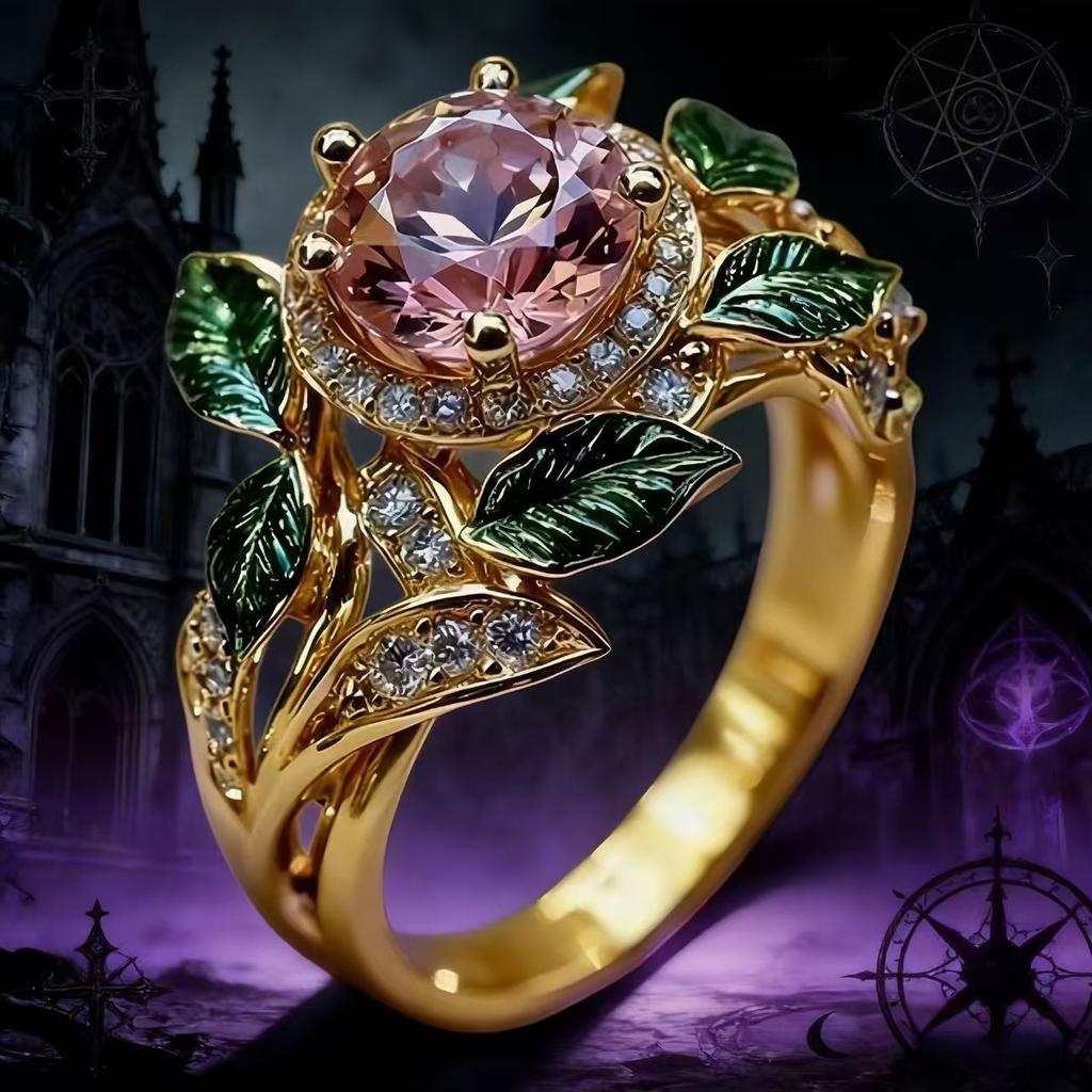 Vintage Flower Sapphire Unique Party Ring Elegant Unique Zircon Hollowed Out Trendy Women's Exquisite Wedding Accessories Gift