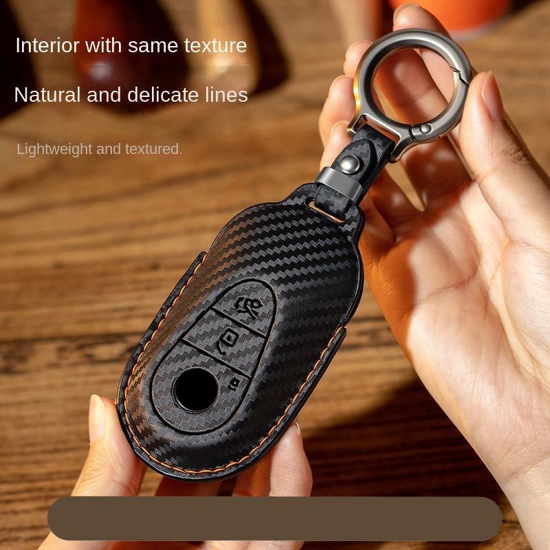 Carbon fiber pattern Car Remote Key Cover Case Holder shell For Mercedes Benz A B C E S Class S400L CLA CLS GLC GLE GLS EQE EQS