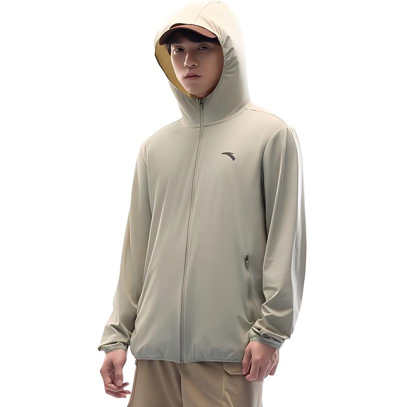 Anta Solid Color Comfortable Versatile Long Sleeve Quick Dry Sun Protection Shirt Men Tops Light-Green 952527704-7