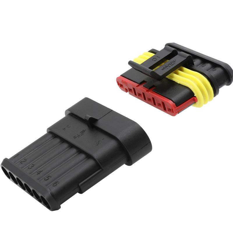 High-Quality AMP Automotive Waterproof Connector Pair for Quick Wire Connection (Male & Female), Model 282080-1.