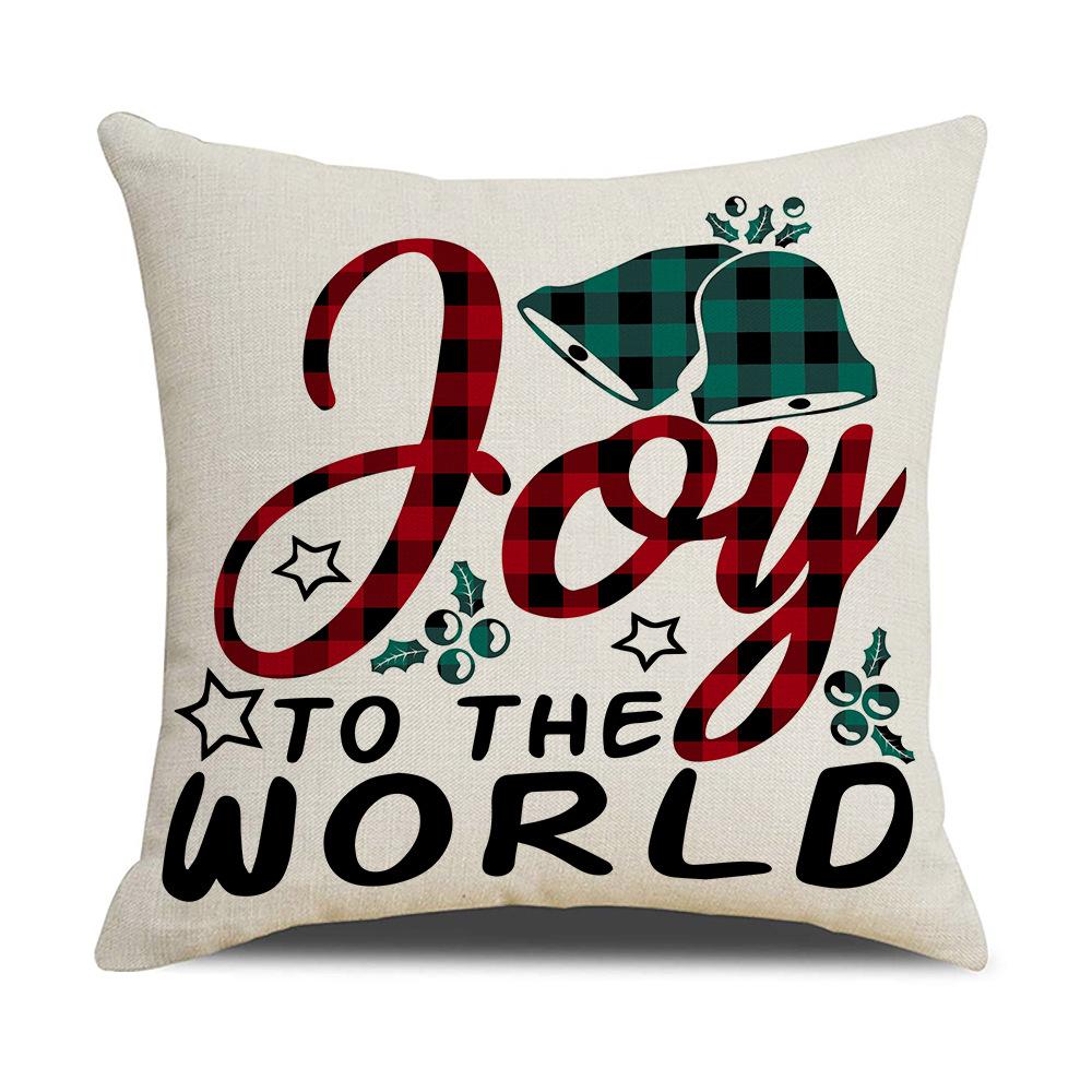 Red and Black Christmas Throw Pillow Cover Linen Print Christmas Elk Sleigh Pillow Sofa Cushion Cover