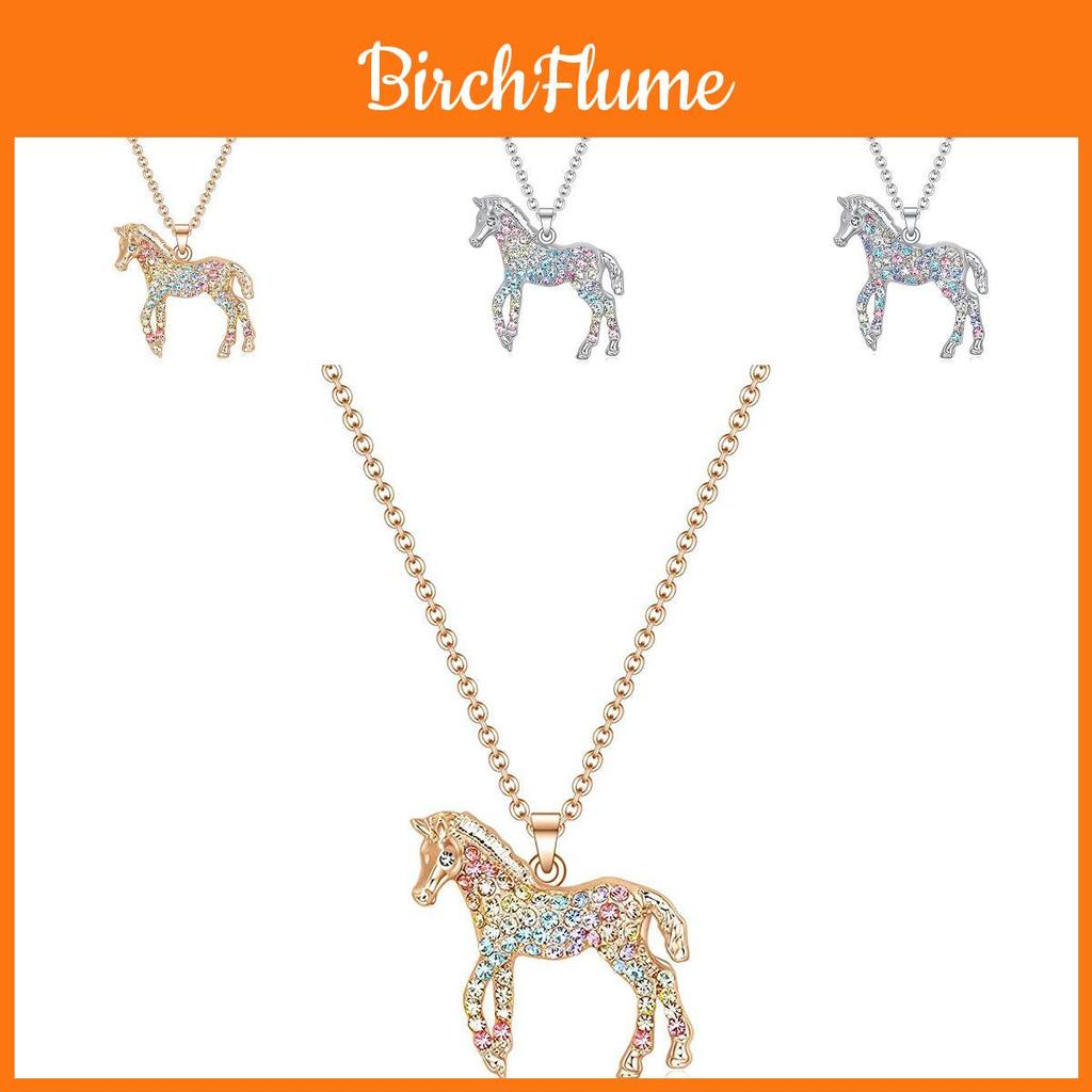 Fashionable Colorful Rainbow Horse Pendant Necklace With Sparkling Design For Women