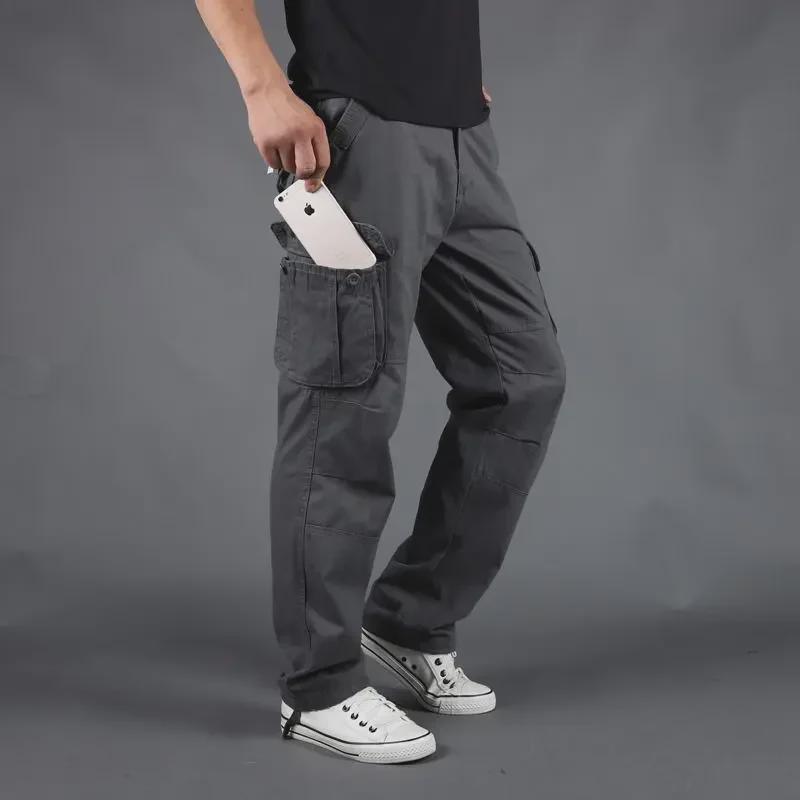 Men's Casual Spring Loose-Fit Outdoor Long Pants - Straight Fit, Large Sizes Available