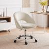 Velvet Desk Chair, Modern Office Chair with Height-Adjustable, Wheels, for Home Study Bedroom, Cream