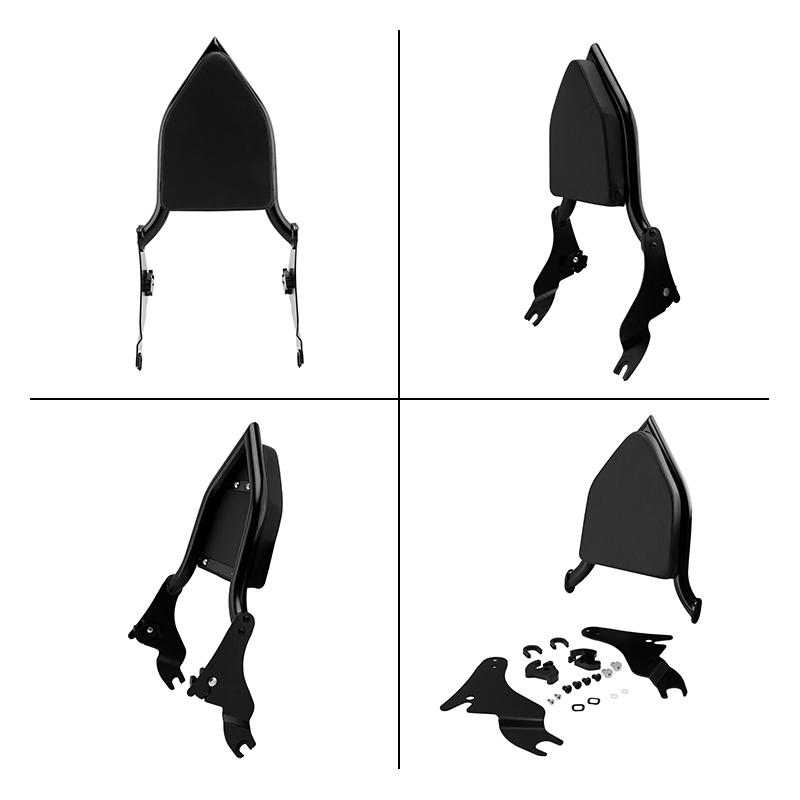 14" Motorcycle Black Sissy Bar Detachable Rear Passenger Backrest For Harley CVO Road Glide Street Glide Touring Road King 09-up