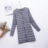 New Down Jacket Women's Light, Medium and Long Fashion and Thin White Duck Down Snap-button Round Neck Warm Liner Jacket