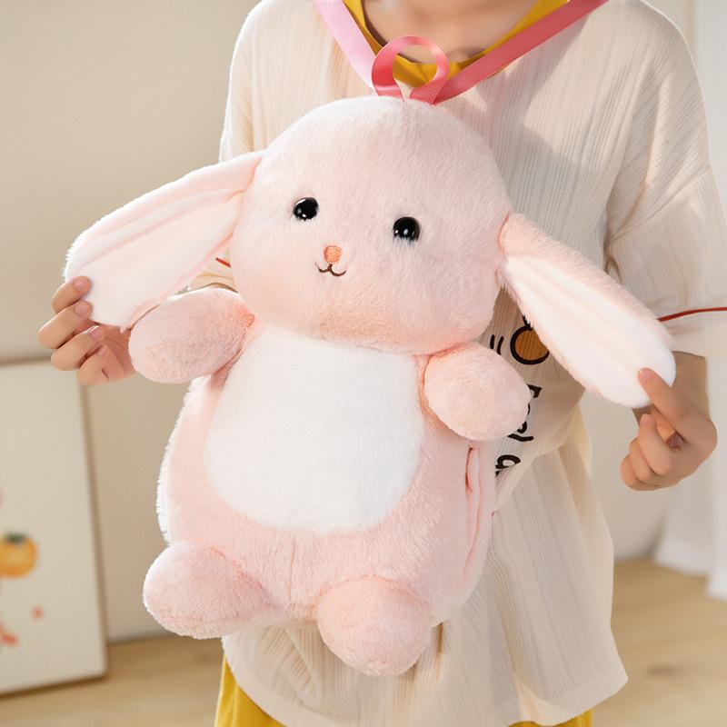 Cute Bunny Plush Toy Doll Can Insert Throw Pillow Doll Girl Little White Rabbit Backpack Dual-Purpose Backpack