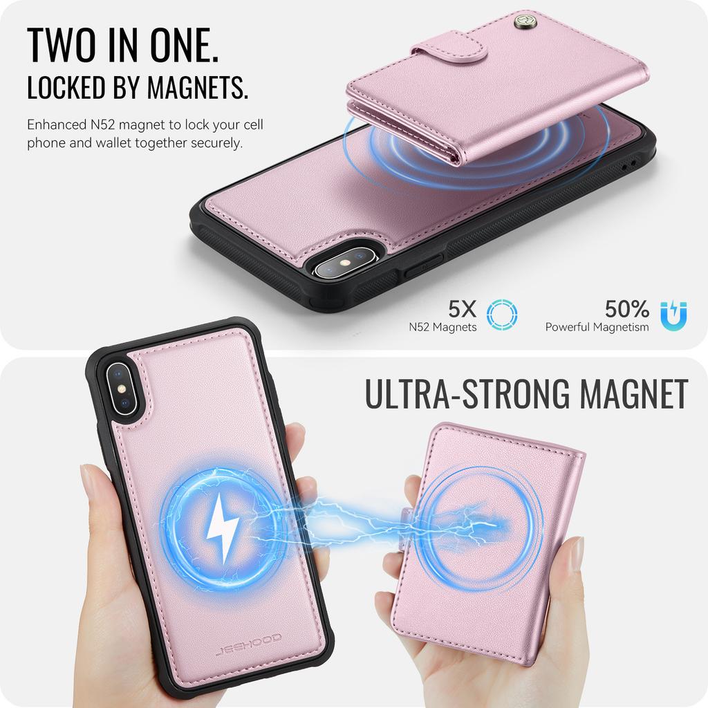 For iPhone XS 5.8 inch/iPhone X Case JEEHOOD J09 RFID Blocking Card Holder Leather Back Phone Cover Compatible with MagSafe