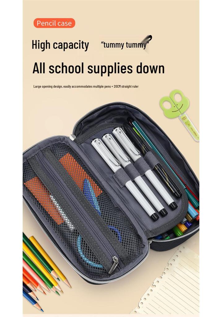 World Cup Football Pencil Case - Black Flip Cover, Large Capacity Stationery Bag