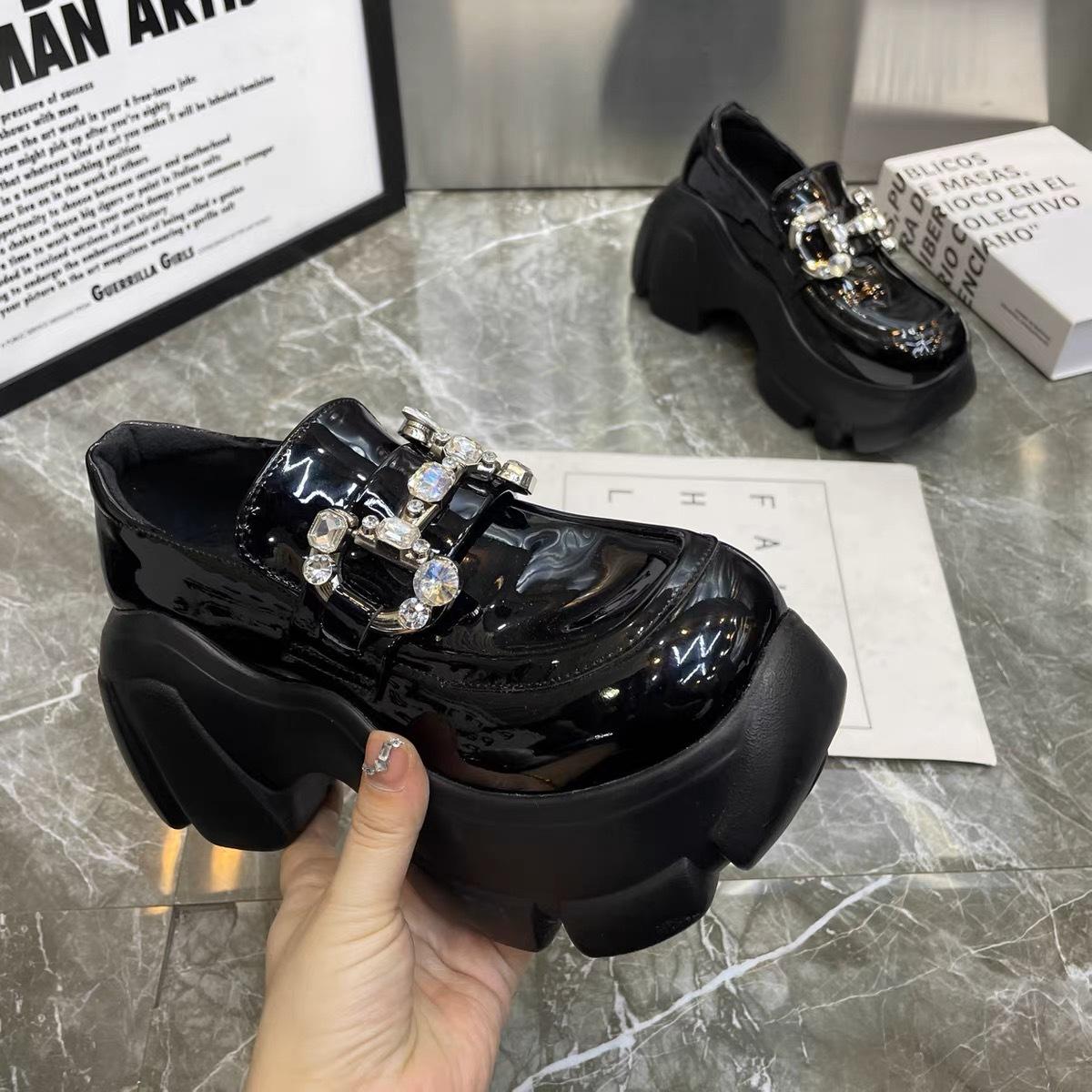 

Platform shoes with wide-leg pants, shoes with high-soled shoes, girls, small people are tall, niche, and versatile. 40 чорний