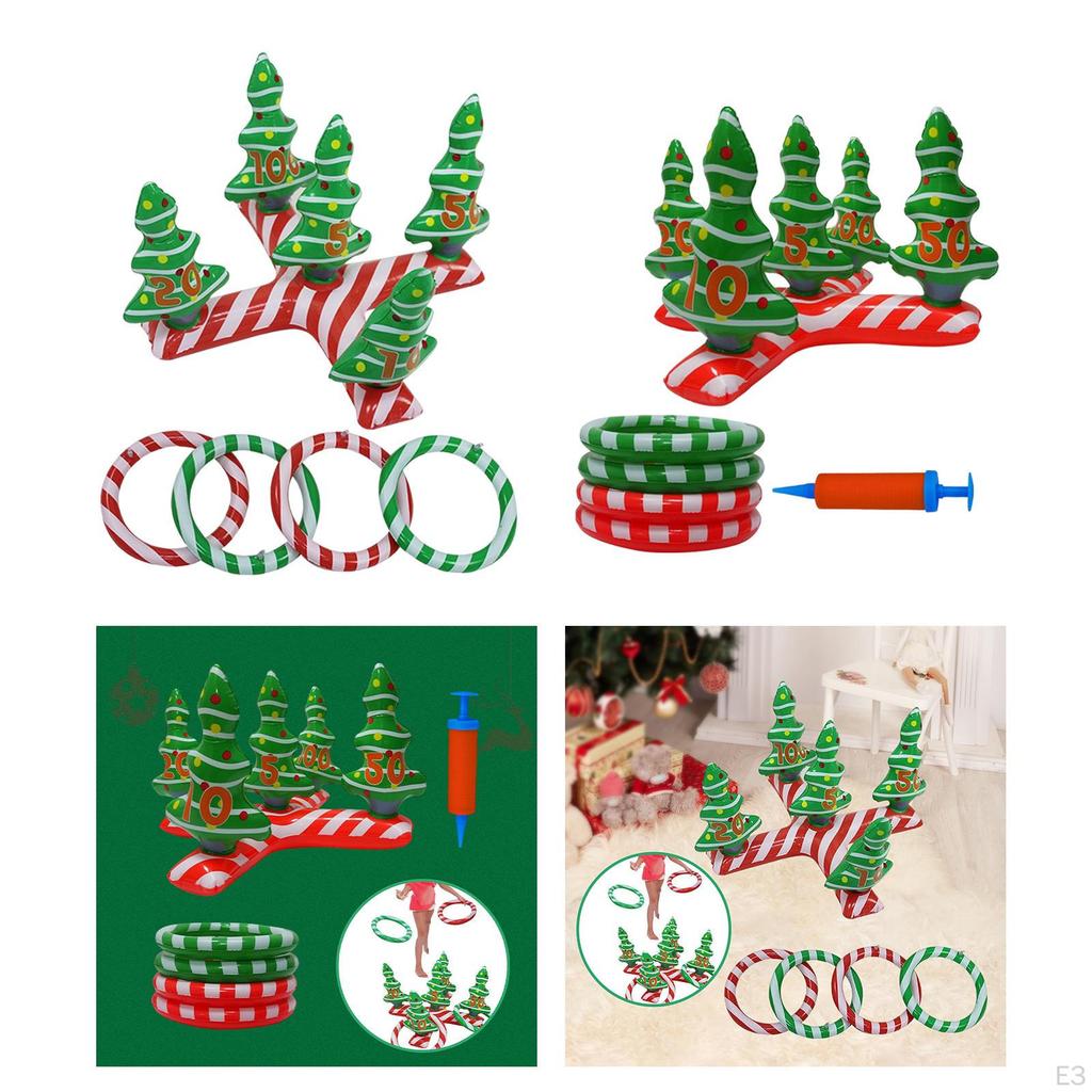 Inflatable Ring Toss Set Christmas Tree Decoration Throwing Game Supplies Family Favors Kids Adults