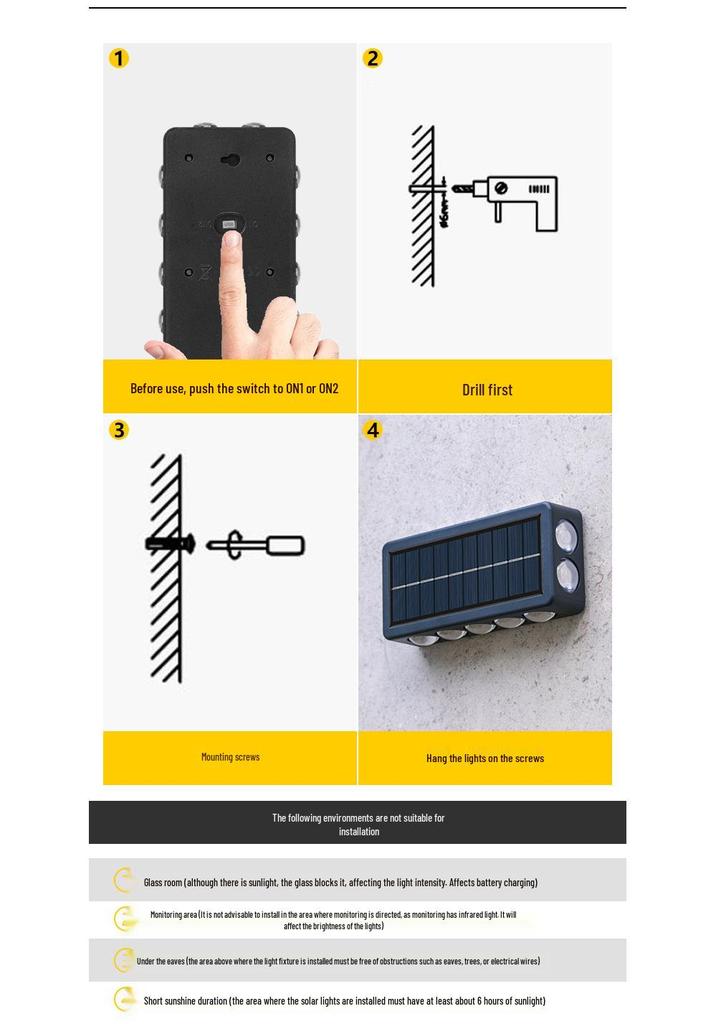 Waterproof Outdoor Solar Wall Light - Garden Villa, Courtyard & Balcony Decorative Lamp