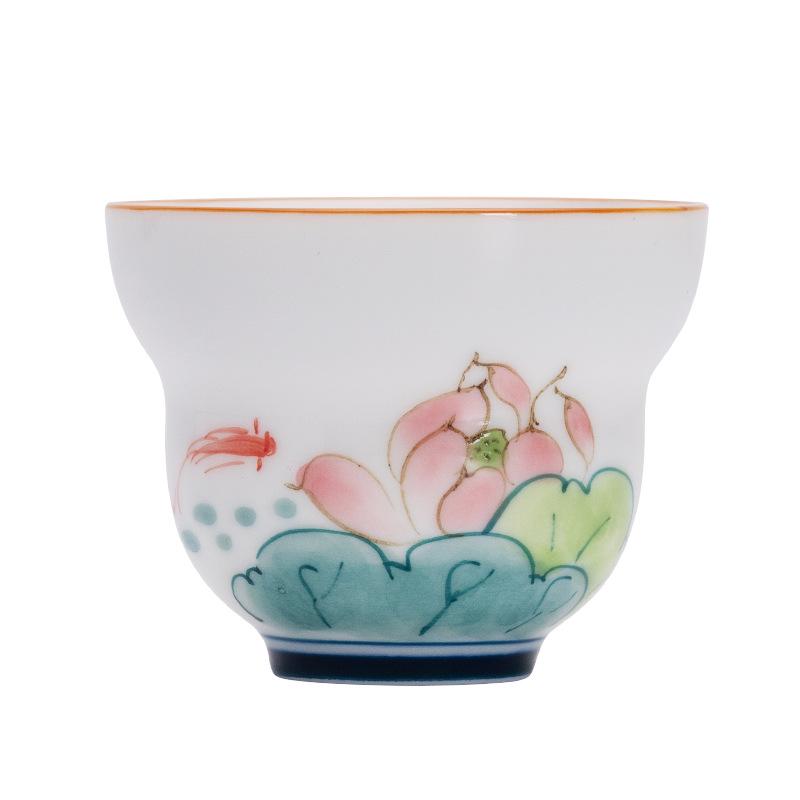 Hand-Painted Jade White Tea Cup Set - Kung Fu Style Porcelain with Gift Box