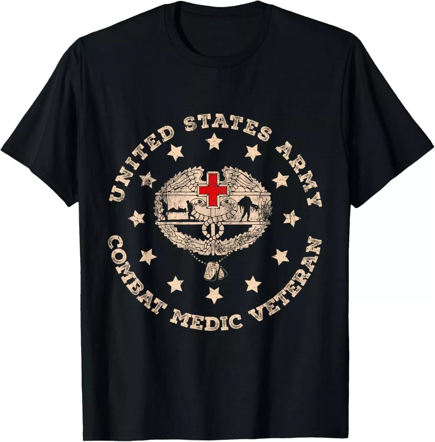 US Army Combat Medic Veteran Military Flag Vintage Medical Gift T-Shirt 2XL