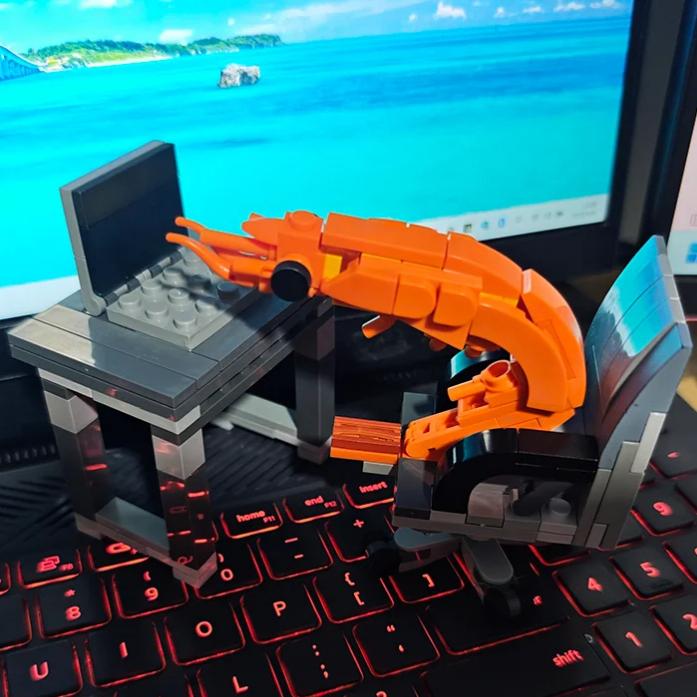 Ungiftig .Moc Baustein Garnelenmodell Figuren Puzzle Montage Kinder und Kinder Zufälliges Mischen Internet-Berühmtheit Kreative Parodien