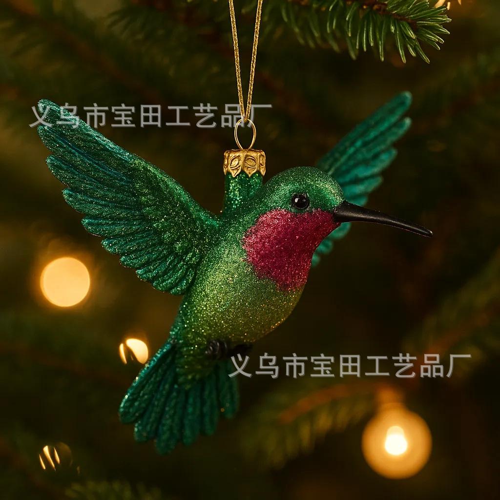 Новая креативная подвеска-скульптура из смолы для дома, сада и улицы, имитирующая рождественскую елку и колибри.