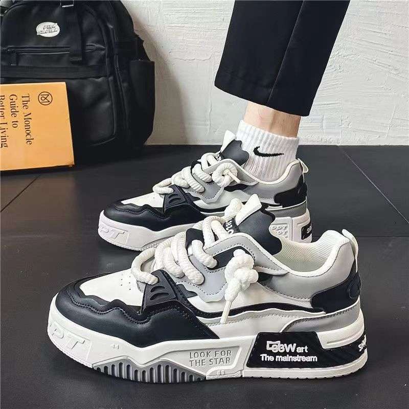 Men's Shoes Summer Breathable Board Shoes Black and White Panda Platform Soles Student Trend Sports Shoes Men's Height-increasing Casual Trendy Shoes