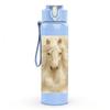 1PC White Horse Soft Portrait Art 750ml Color Plastic Sports Water Bottle Leakproof Flip Straw Lid Suitable for Sports Office Home Use