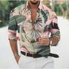 Men's Floral Printed Long Sleeve Shirts Casual Cardigan New Button Holiday Fashion Shirts