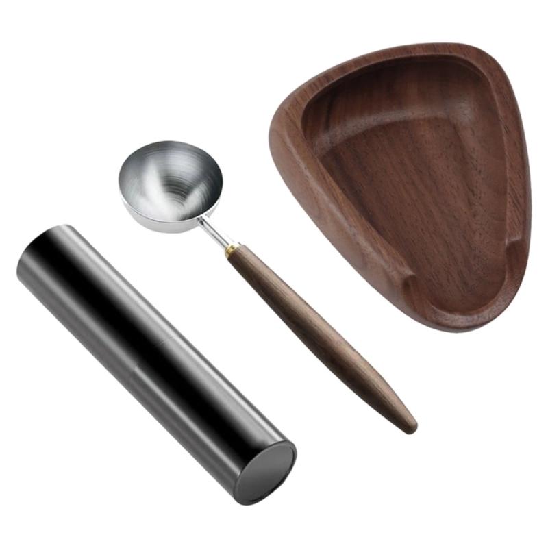 

Coffee Measuring Dish Wood and Stainless Steel Multifunctional Home Accessory Coffee Dosing Tray for Measuring Use