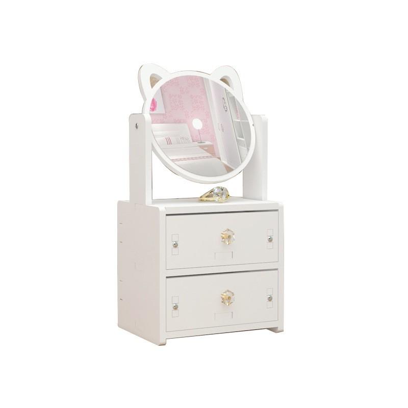 Portable Desktop Makeup Mirror & Skincare Organizer with Dustproof Storage for Cosmetics, Lipsticks, and Jewelry