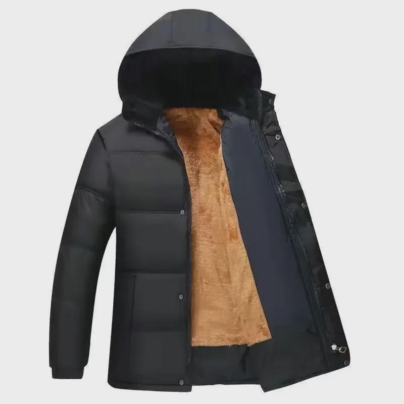 Men's Winter Cotton-Padded Jackets & Coats: Plush, Thickened, Ideal for Middle-Aged & Elderly Dads.