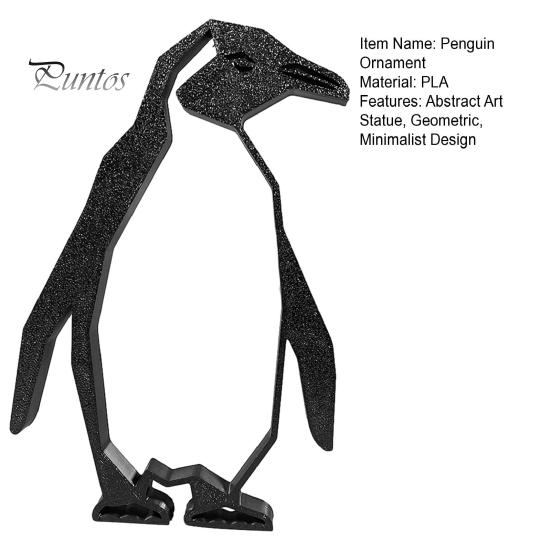 Modern Penguin Decor Geometric Figurine, Black Hollow Design Ornament, 3D Printed Home Abstract Art Statue for Office Desktop Decoration Stylish