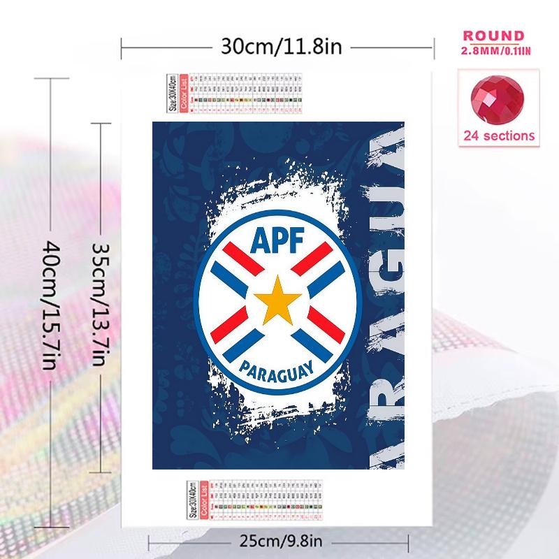 Paraguay national football Pattern 3pcs 100% Round Full Drill 5D DIY Diamond Painting Embroidery Cross Stitch Rhinestone Décor