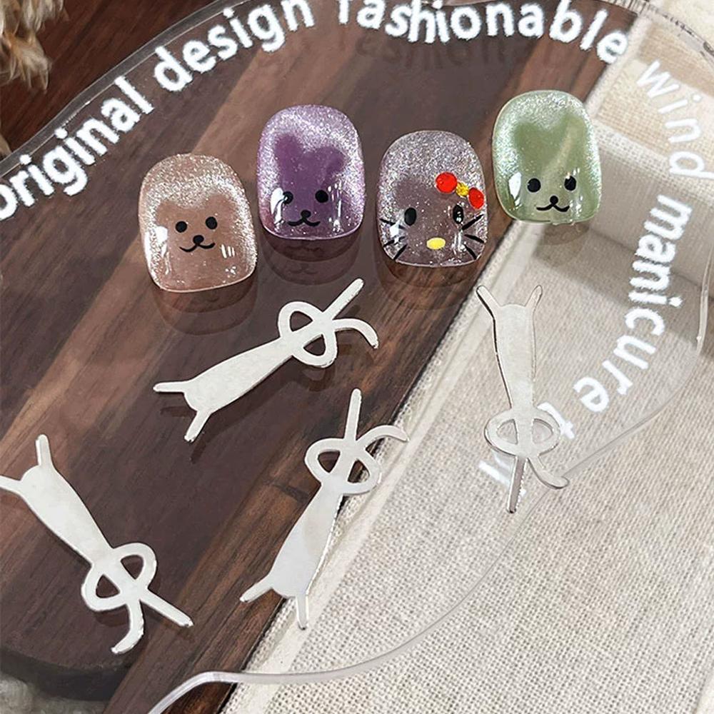 

5 шт./набор Милый магнит для ногтей «кошачий глаз» в форме кролика, эффект кролика с опущенными ушами, железная пластина + квадратная магнитная палочка, инструменты для магнита для гель-лака TB102-3