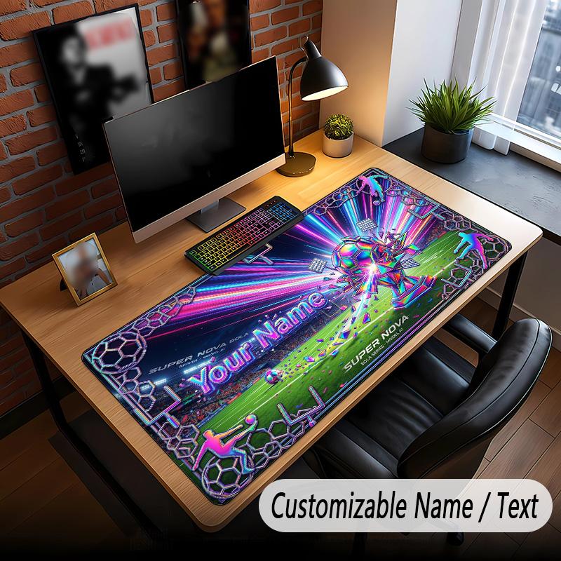 Soccer Theme Custom Mouse Pad Personalized With Name Text Customized Desk Mat For Office Home Decor