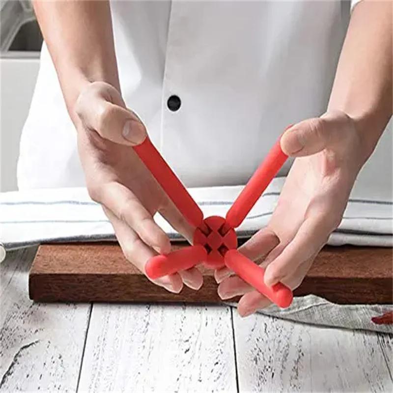 Foldable Non-Slip Pot Pan Mat Table Silicone Heat Resistant Pad Cross Holder Coaster Placemat Dish Plate Kitchen Accessories