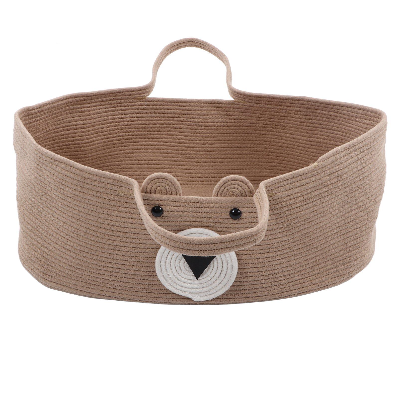 Корзина для сна для младенца Милый мультяшный узор с медвежонком Хранение Плетеная хлопковая веревка Люлька для сна для