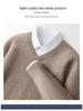 Men's V-Neck 100% Pure Wool Sweater - Solid Color, Short/Long Sleeve, Cashmere Knit Base Layer for Autumn/Winter