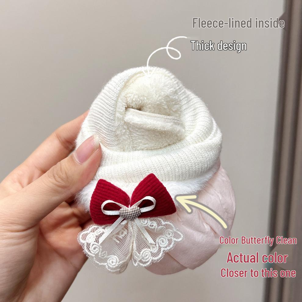Autumn/Winter Soft Sole Baby Shoes & Socks, 0-6 Months, Non-Slip Velvet-Lined Princess Covers