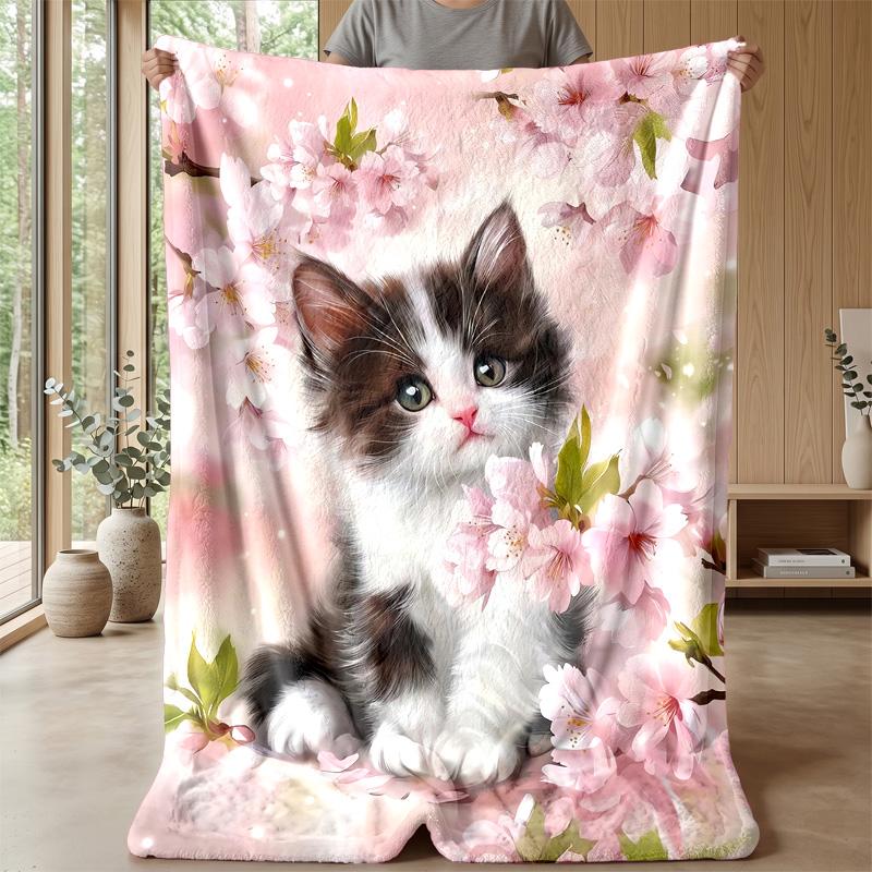 I Love Cats Poster Theme blanket Lightweight Warm Flannel Blanket Decorative Throw Blanket for Home Decoration