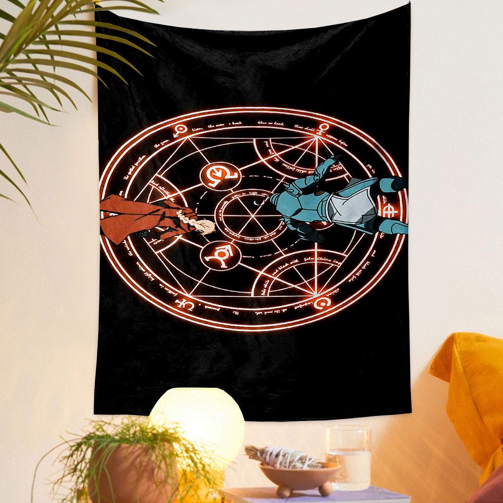 Magic Circle and Armored Characters Patterned tapestry home decor, suitable for bedroom and living room, gift