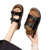 Summer thick-bottomed cool slippers women wear new retro casual belt buckle open-toe slippers