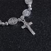 Handmade Rosary Bracelet Elasticated Metal Bracelet  Round Rose Alloy Beads Catholic Saints Images Prayer Bracelets