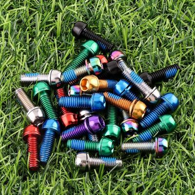Titanium-plated Bicycle Handlebar Screws Stainless Steel 17MM Bike Handle In Bolts M6 Fix Bolt Bicycle Disc Brake Caliper Bolt