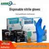 AMMEX High-Elastic Blue Nitrile Gloves, Powder-Free, Acid & Alkali Resistant for Household Cleaning