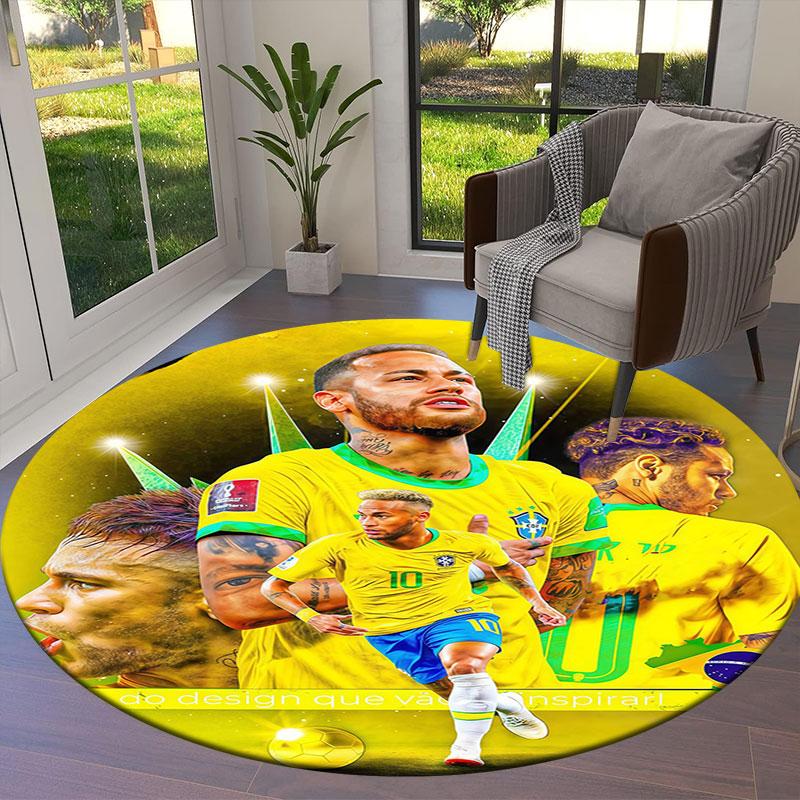 Neymar Round Area Rug,Carpet Rug for Living Room Bedroom Sofa Playroom Decor,Non-slip Floor Mat
