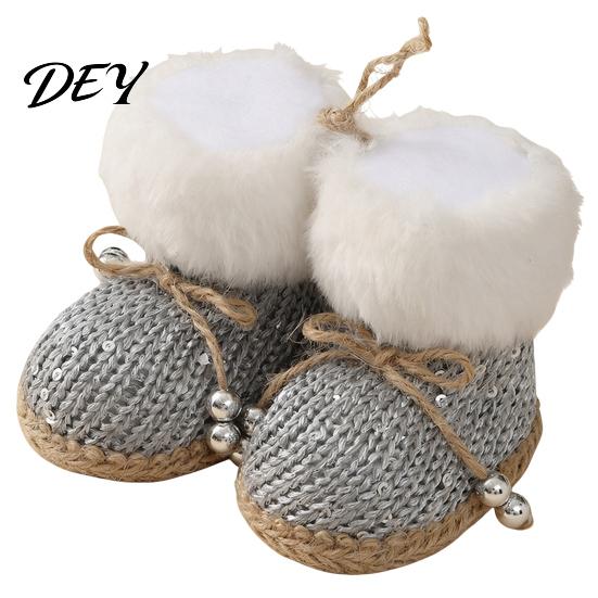 Wool Hanging Boot Ornaments Knitted Christmas Boots Ornaments, Cute Plush Decoration with Winter Festive Decor Bell, Holiday Tree Pendant for