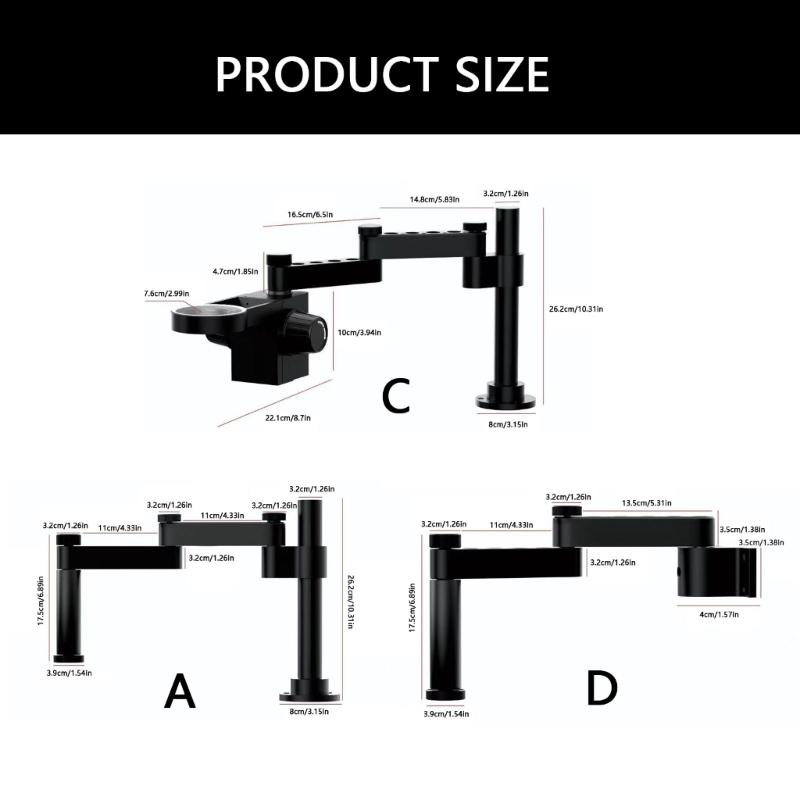 Metal Microscope Arm with 360 Degree Rotation & Telescopic Foldable Designs Microscope Support Stand for Laboratory Use