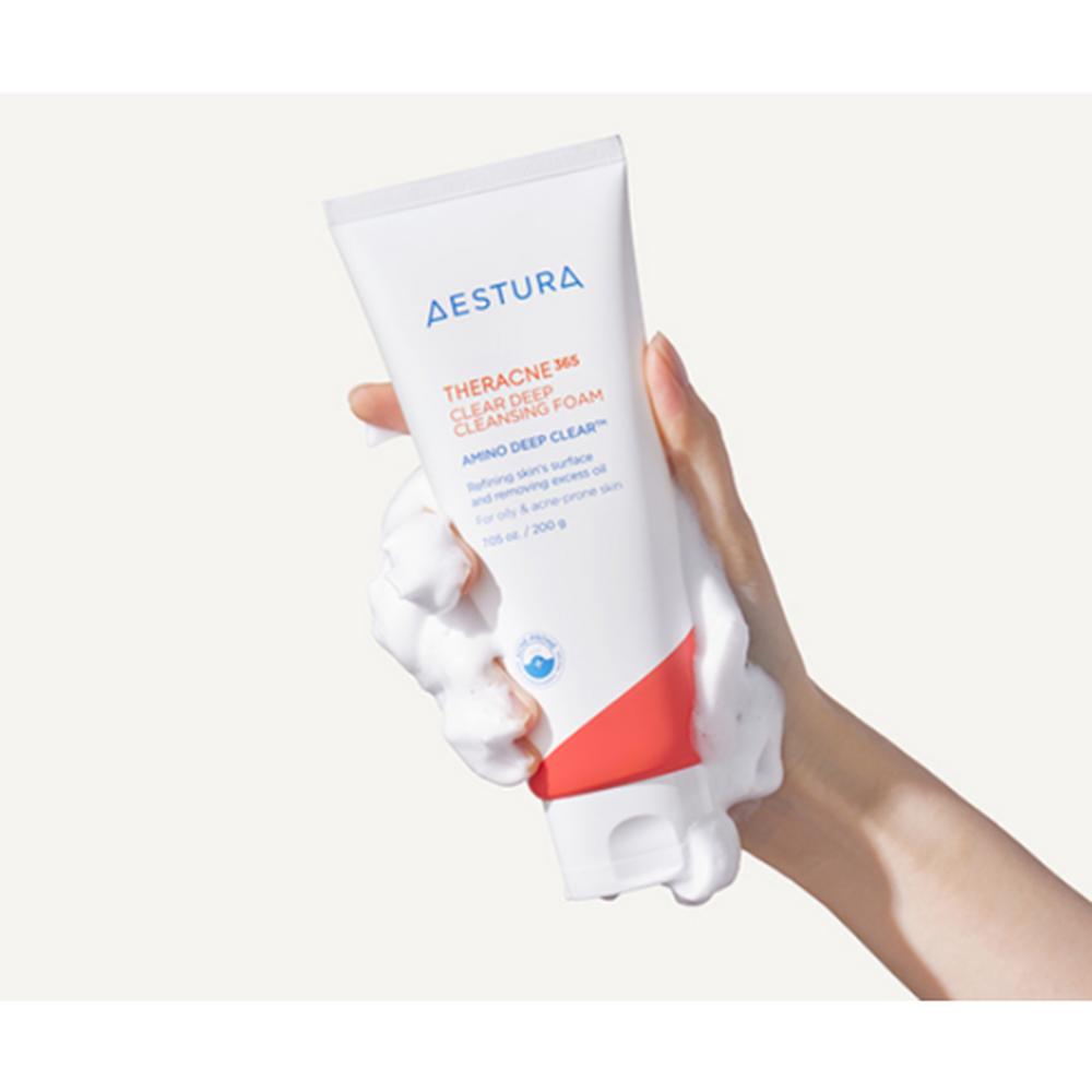 Aestura Theracne 365 Clear Pianka Głęboko Oczyszczająca 200g – Głębokie Oczyszczanie, Wsparcie w Leczeniu Trądziku, Koreańska